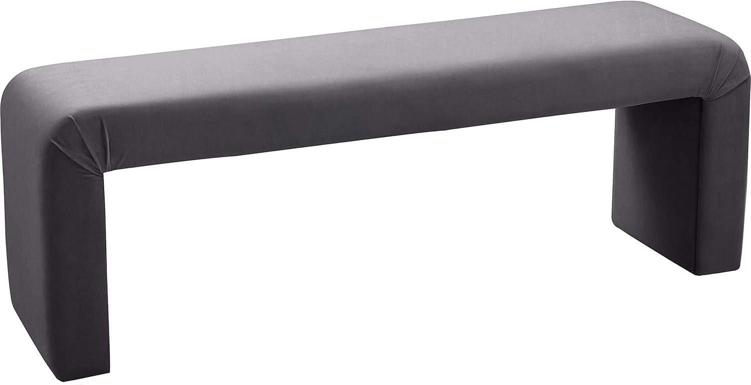 Meridian Furniture Minimalist Gray Velvet Bench