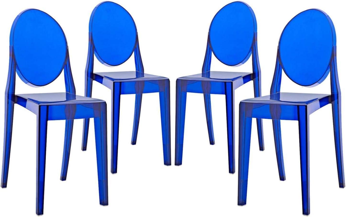 Ethereal Casper Blue Plastic Contemporary Side Chair