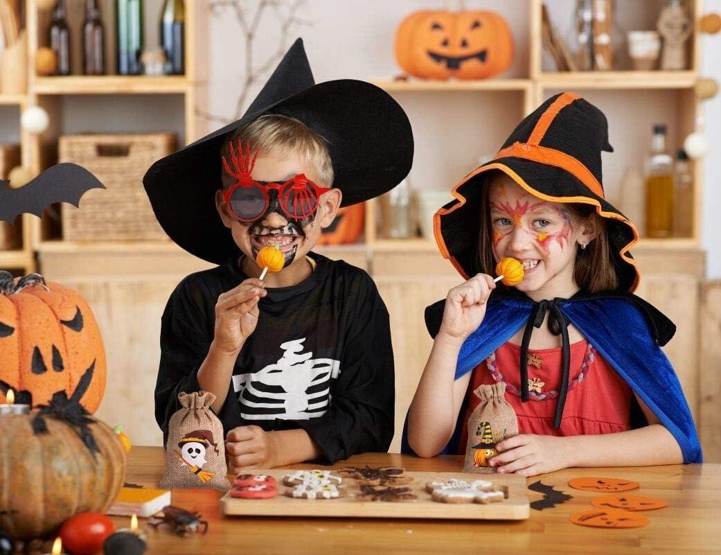 COEN 48 Halloween burlap gift bags with drawstrings, perfect for kids' Halloween party favors and treats.