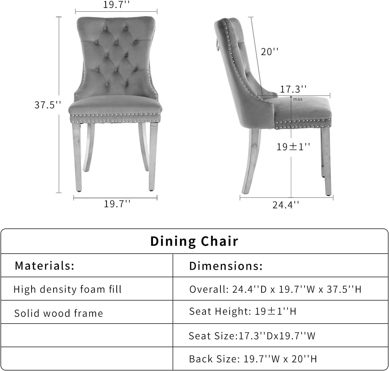 Set of 2 Velvet Dining Chairs,Upholstered Wing-Back Dining Chairs with Button Tufted Backrest and Nailhead Trim,Accent Armless Chairs with Solid Wood Legs for Kitchen Living Room Office,Burgundy
