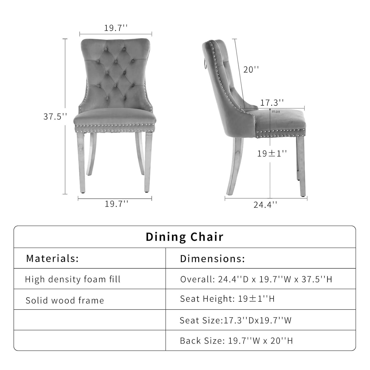 Set of 2 Velvet Dining Chairs,Upholstered Wing-Back Dining Chairs with Button Tufted Backrest and Nailhead Trim,Accent Armless Chairs with Solid Wood Legs for Kitchen Living Room Office,Burgundy