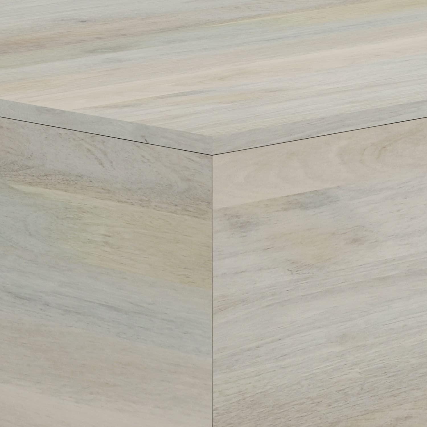 Simpli Home Abba SOLID MANGO WOOD 28 inch Wide Square Modern Coffee Table in White Wash , Fully Assembled