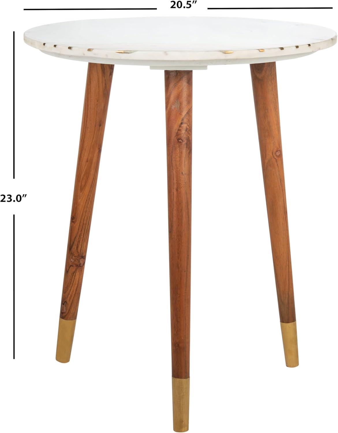 Valerie Marble Accent Table - White Marble/Brass - Safavieh.