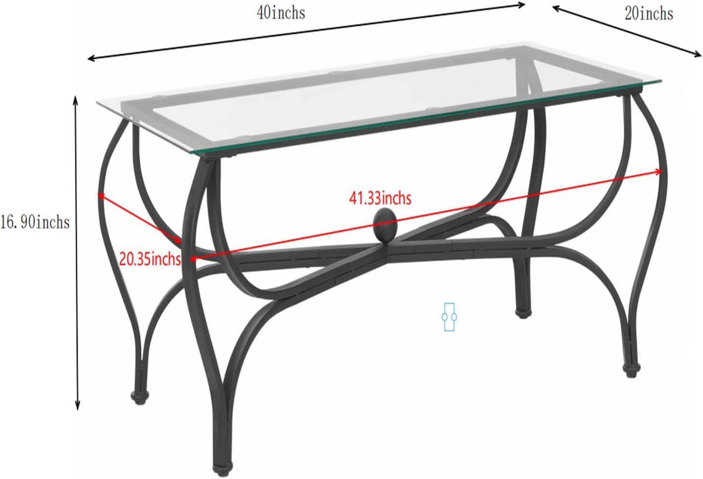 OYang Coffee Table Set Of 3, Living Room Tables Set with 2 Square End Side Table, Rectangle Long Desk, Retro Living Room Set for Apartment, Home, Office