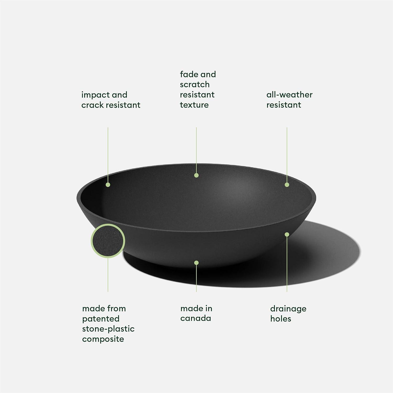 Veradek Mason Series Lane Bowl 24" Plastic-Stone Planter - Black