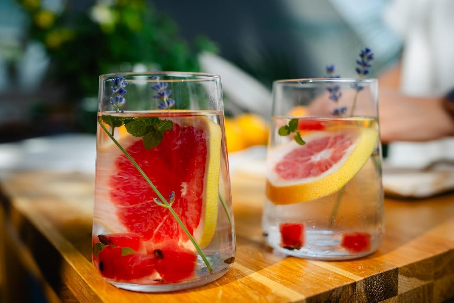 Krosno Water Glasses, Set of 6, Capacity 20 fl oz, Infinity Collection, Thin Highball Glasses,Clear Tall Glass Cups For Water, Juice, Drinks, and Cocktails, Dishwasher Safe, Made in Europe