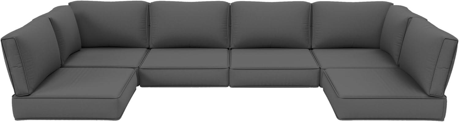 Kimunuk 14 Piece Outdoor Furniture Replacement Cushions, 5" Foam Foam High-Density, Fits 6-Seat Sectional Rattan Conversation Set, Patio Water-Resistant Sofa Cushions, Light Grey