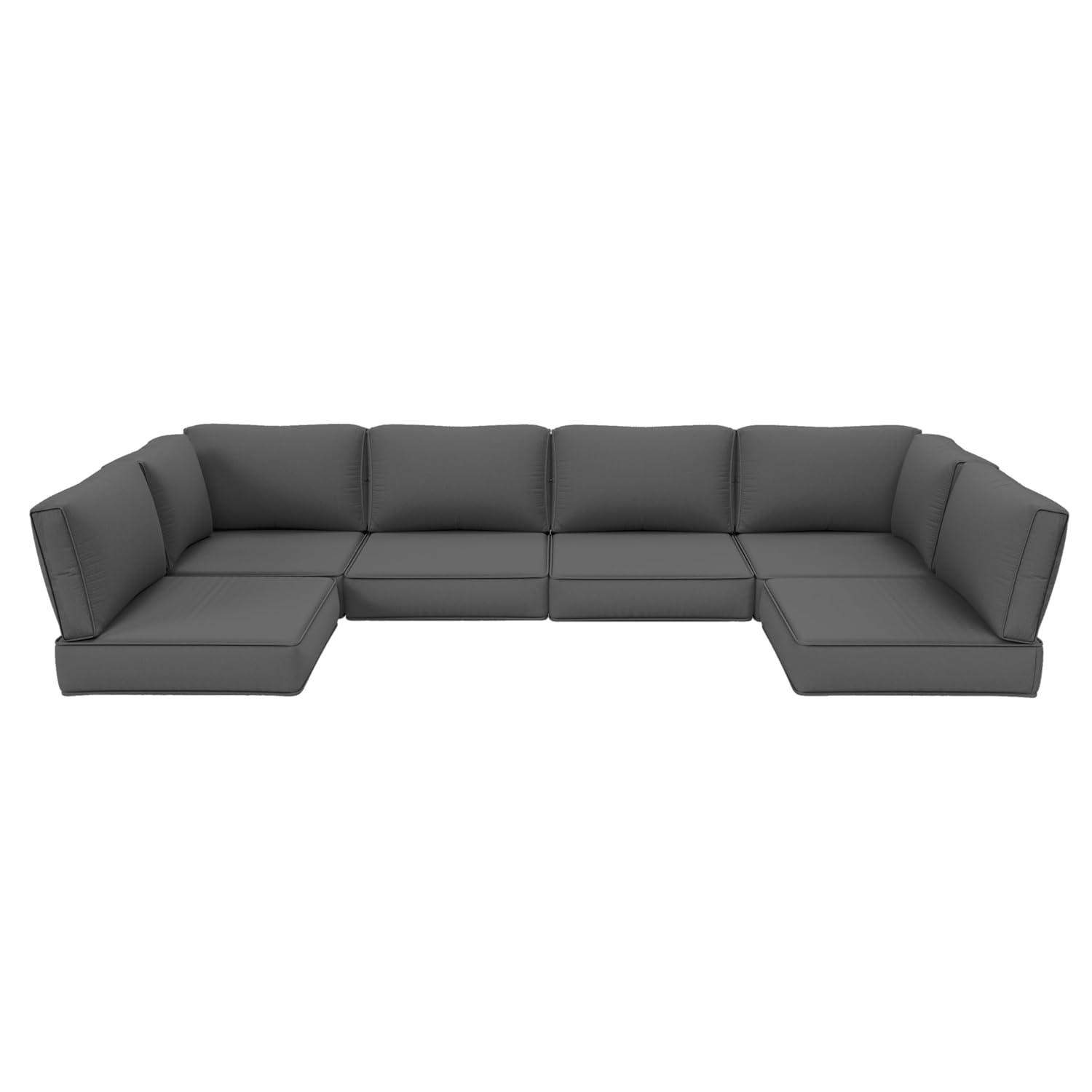 Kimunuk 14 Piece Outdoor Furniture Replacement Cushions, 5" Foam Foam High-Density, Fits 6-Seat Sectional Rattan Conversation Set, Patio Water-Resistant Sofa Cushions, Light Grey