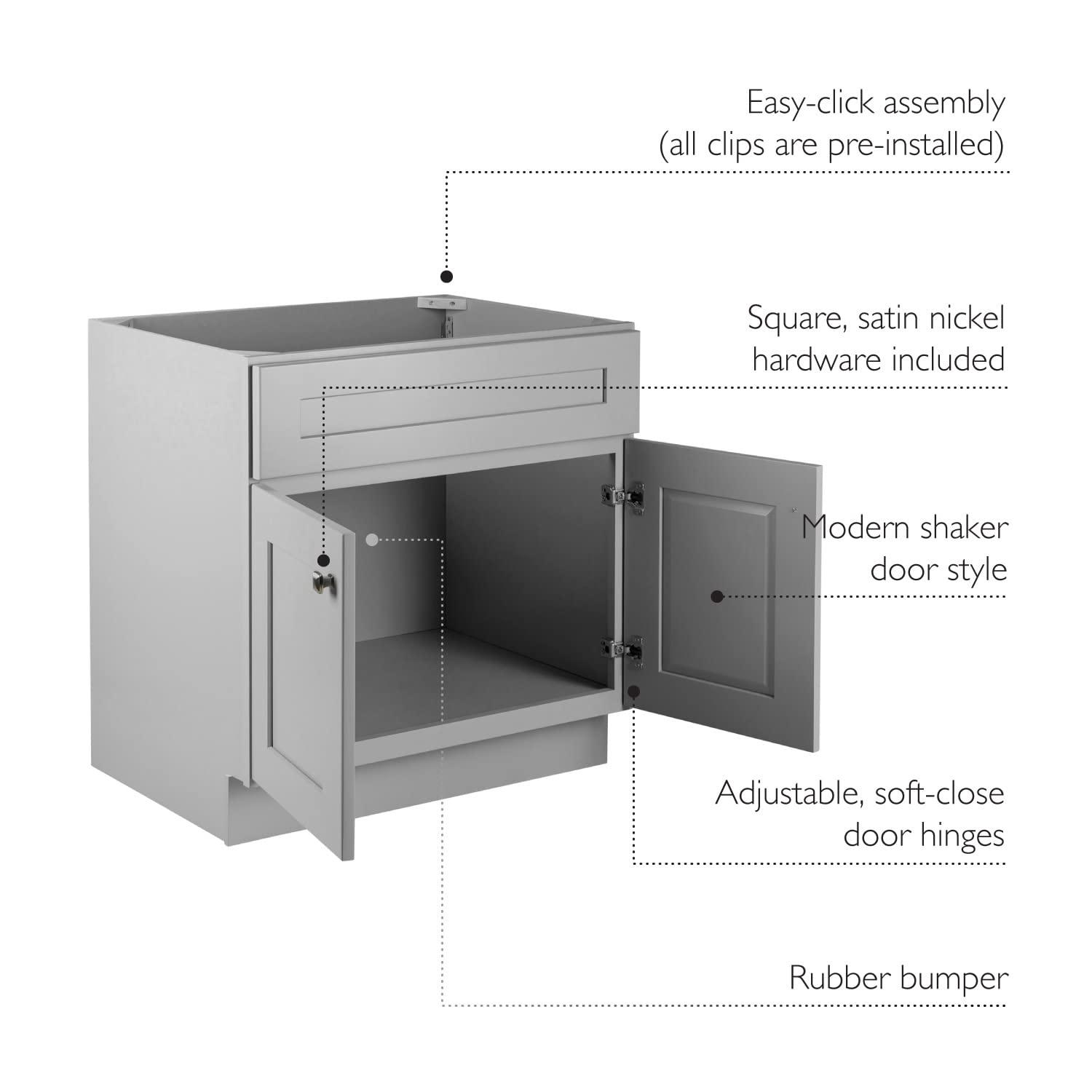 Design House Brookings 30 Inch Bathroom Vanity, Ready to Assemble, Solid Wood, Sherwin Williams – Design House, 587089