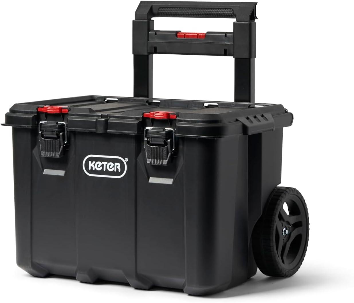 Keter Keter Stack-n-Roll 3 Piece Durable Resin Rolling Tool Box System Tool Storage and Organization Ideal For Garage and DIY, Black