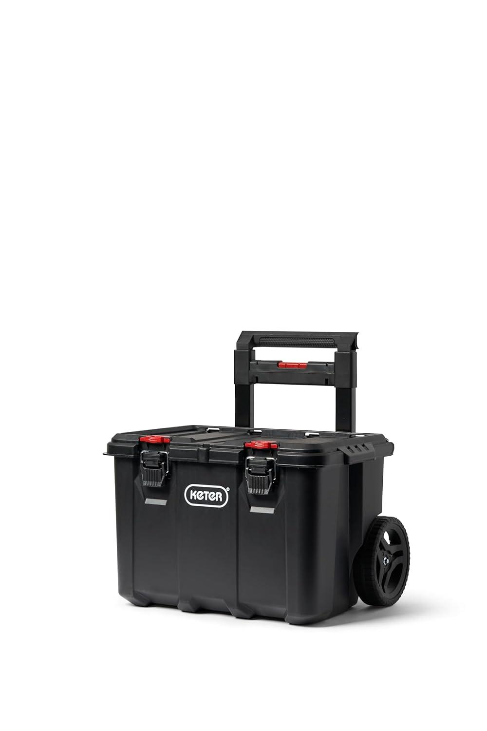 Keter Keter Stack-n-Roll 3 Piece Durable Resin Rolling Tool Box System Tool Storage and Organization Ideal For Garage and DIY, Black