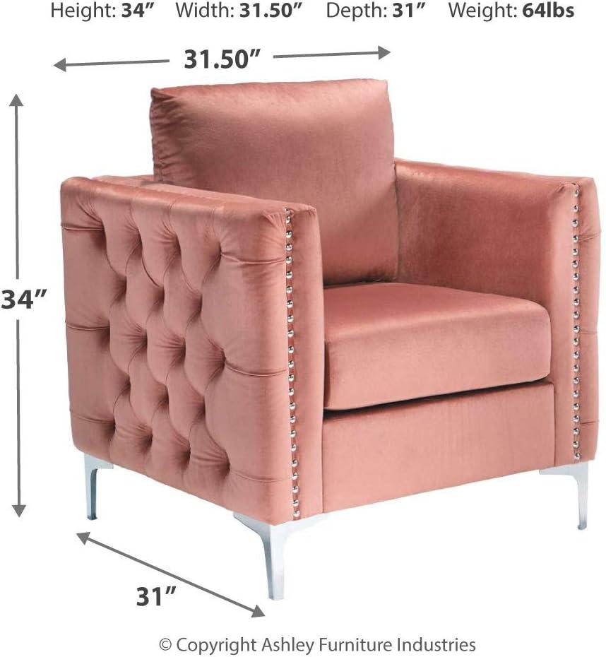 OUWI Lizmont Modern Glam Accent Chair with Nailhead Trim, Pink