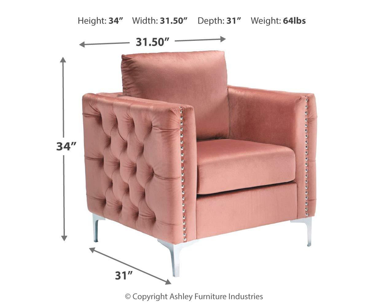 OUWI Lizmont Modern Glam Accent Chair with Nailhead Trim, Pink