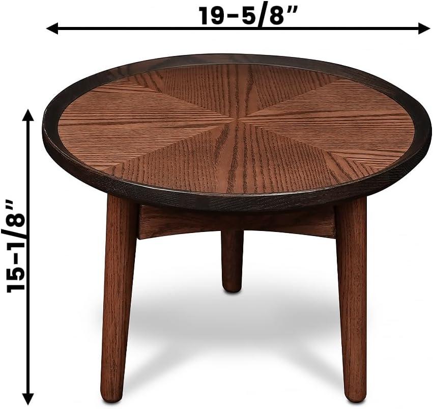 CONSDAN Nesting Table, Solid Oak Hardwood Structure Round Coffee Table & Side Table with Solid Wood Feet for Living Room, Bedroom, Balcony - Standard