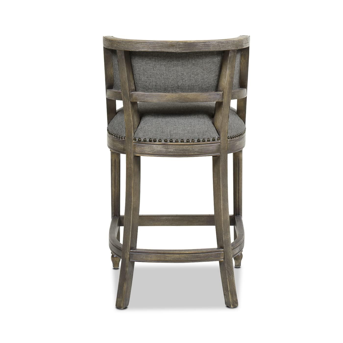 Jennifer Taylor Home Paris 26.5" Counter Bar Stool Dark Heathered Grey Linen