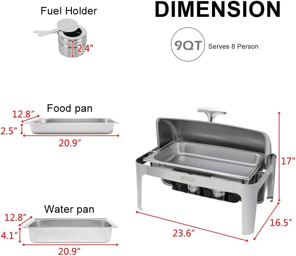 ROVSUN Roll Top Silver Stainless Steel Chafing Dish Buffet Set
