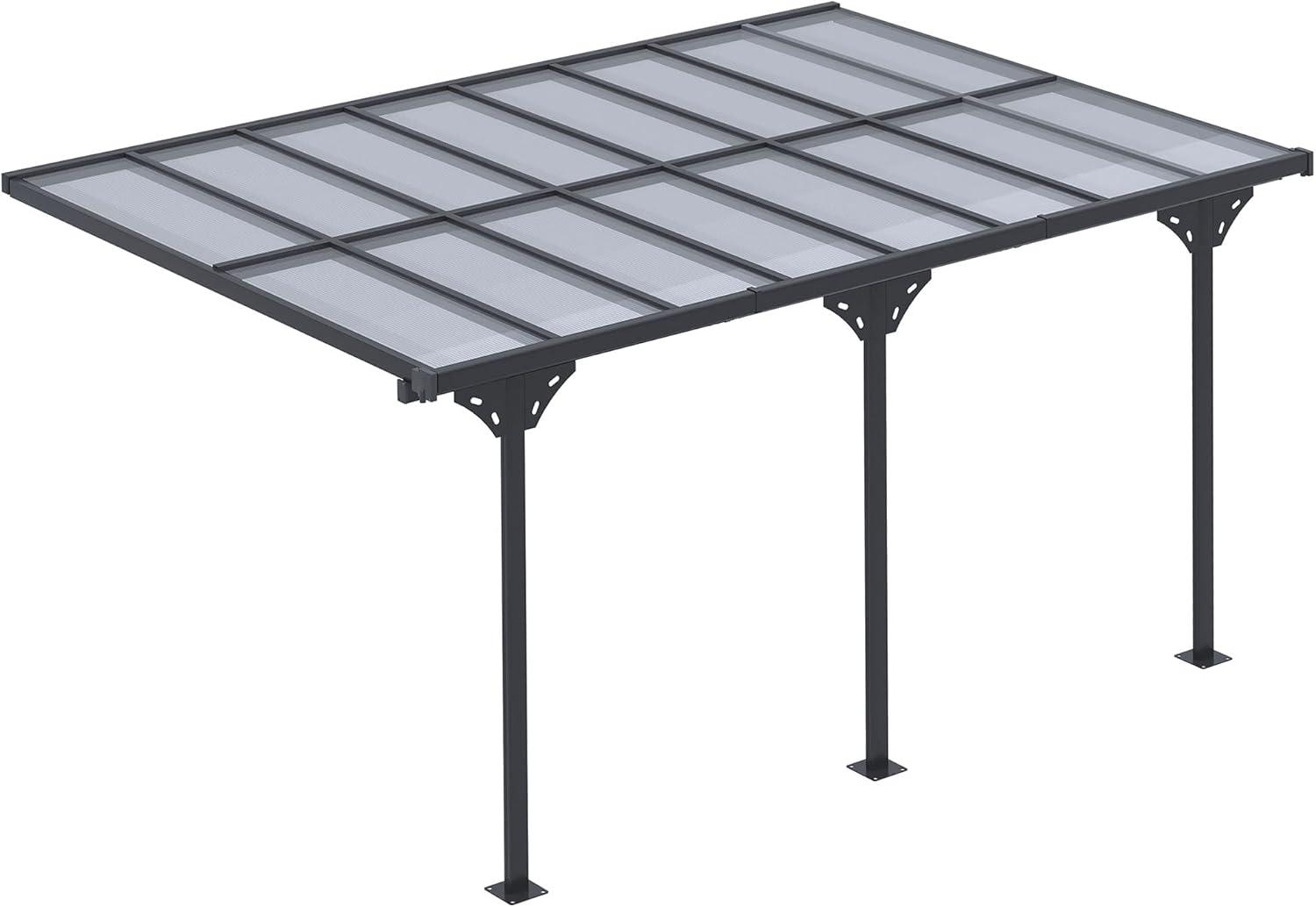 Outsunny Gray Aluminum Pergola with UV Blocking Polycarbonate Roof