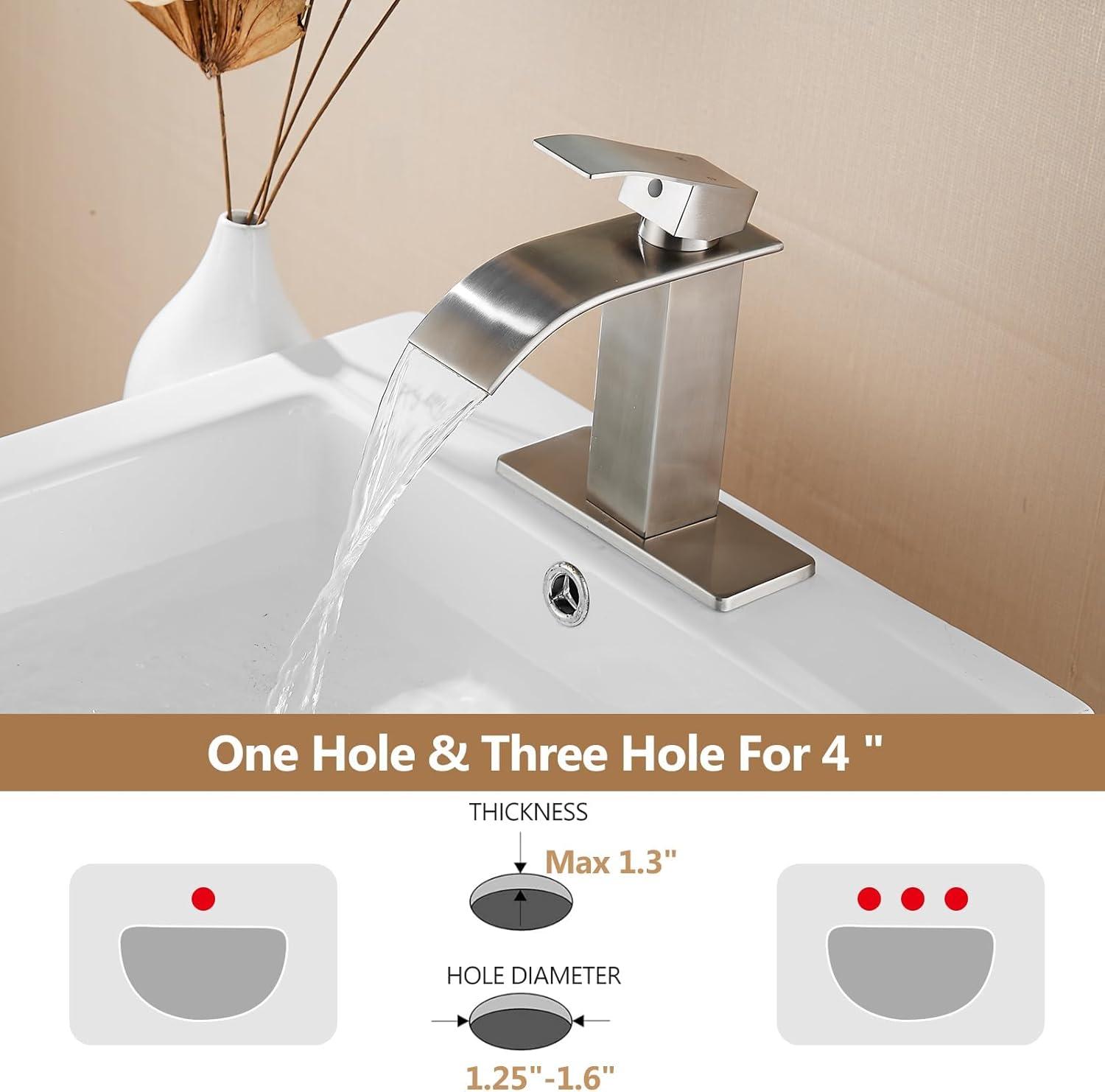 Waterfall Bathroom Faucet,Single Handle 1 Or 3 Hole Bathroom...