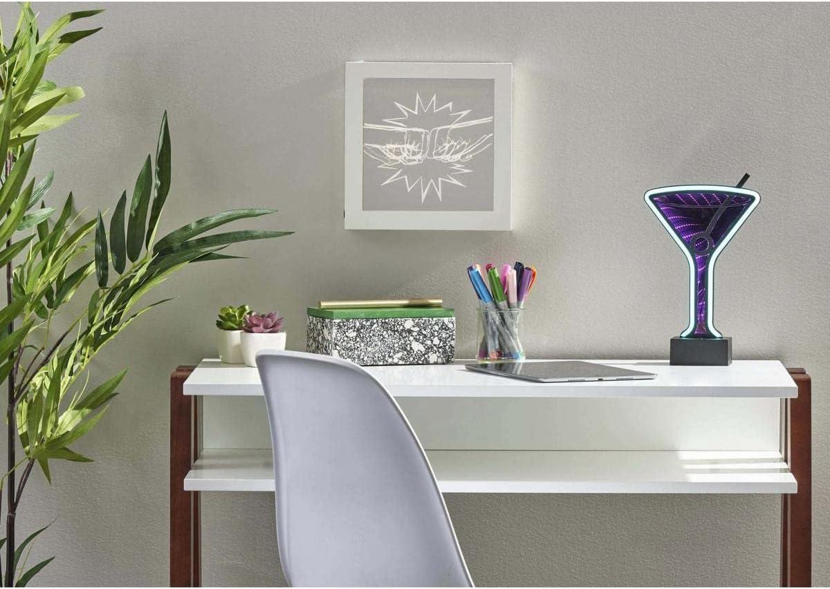Infinity Neon Martini Glass Table/Wall Lamp Black - Adesso: USB Powered, Battery Option, LED Lighting