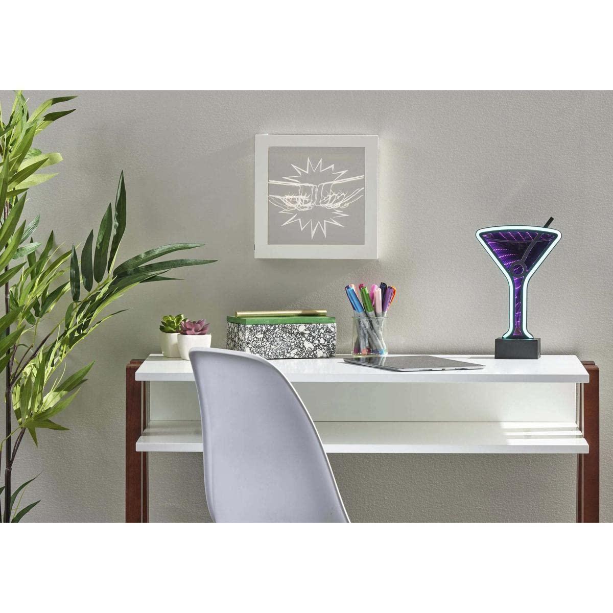 Infinity Neon Martini Glass Table/Wall Lamp Black - Adesso: USB Powered, Battery Option, LED Lighting