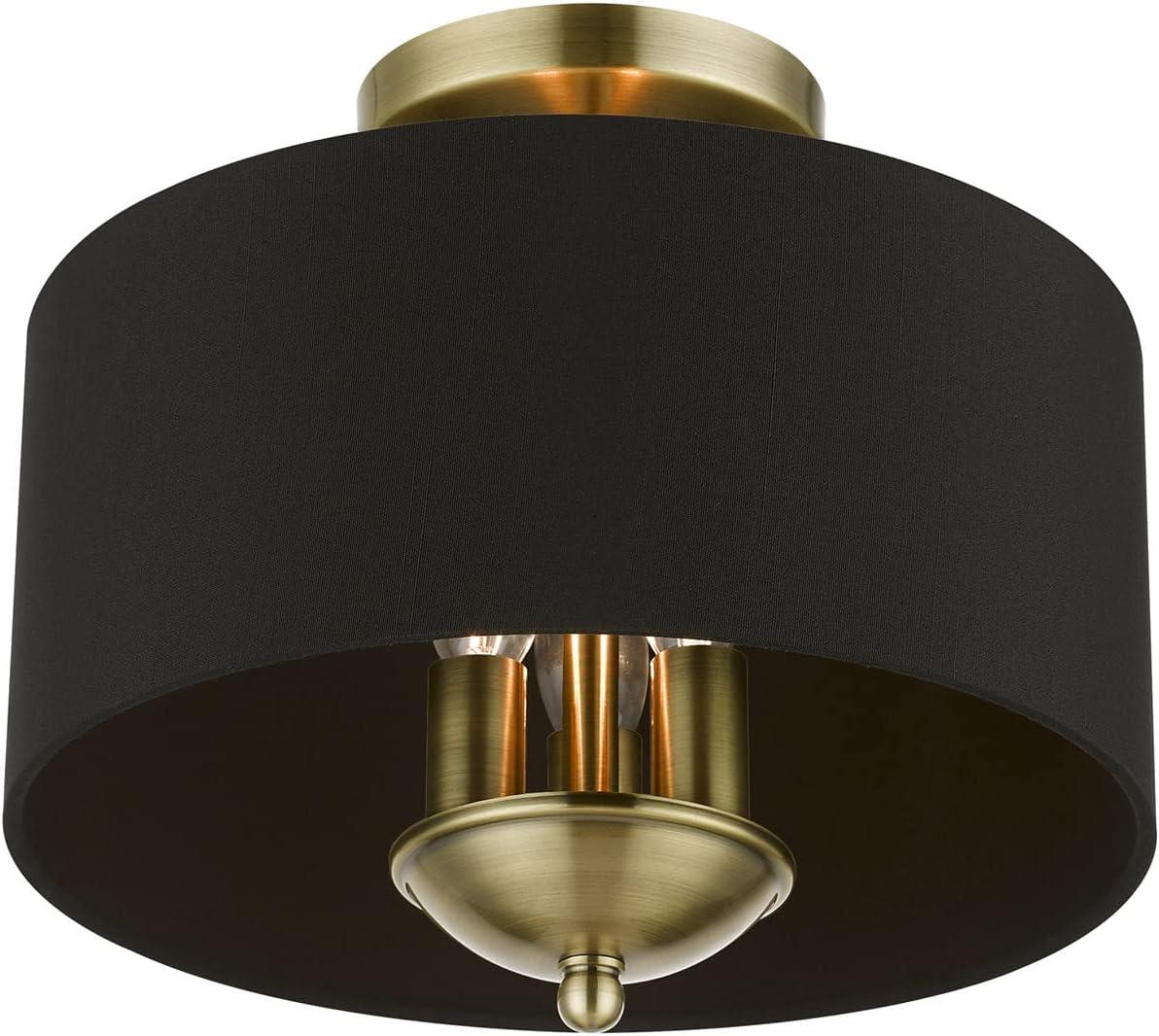 Livex Lighting Huntington 3 - Light Semi-Flush Mount in  Antique Brass