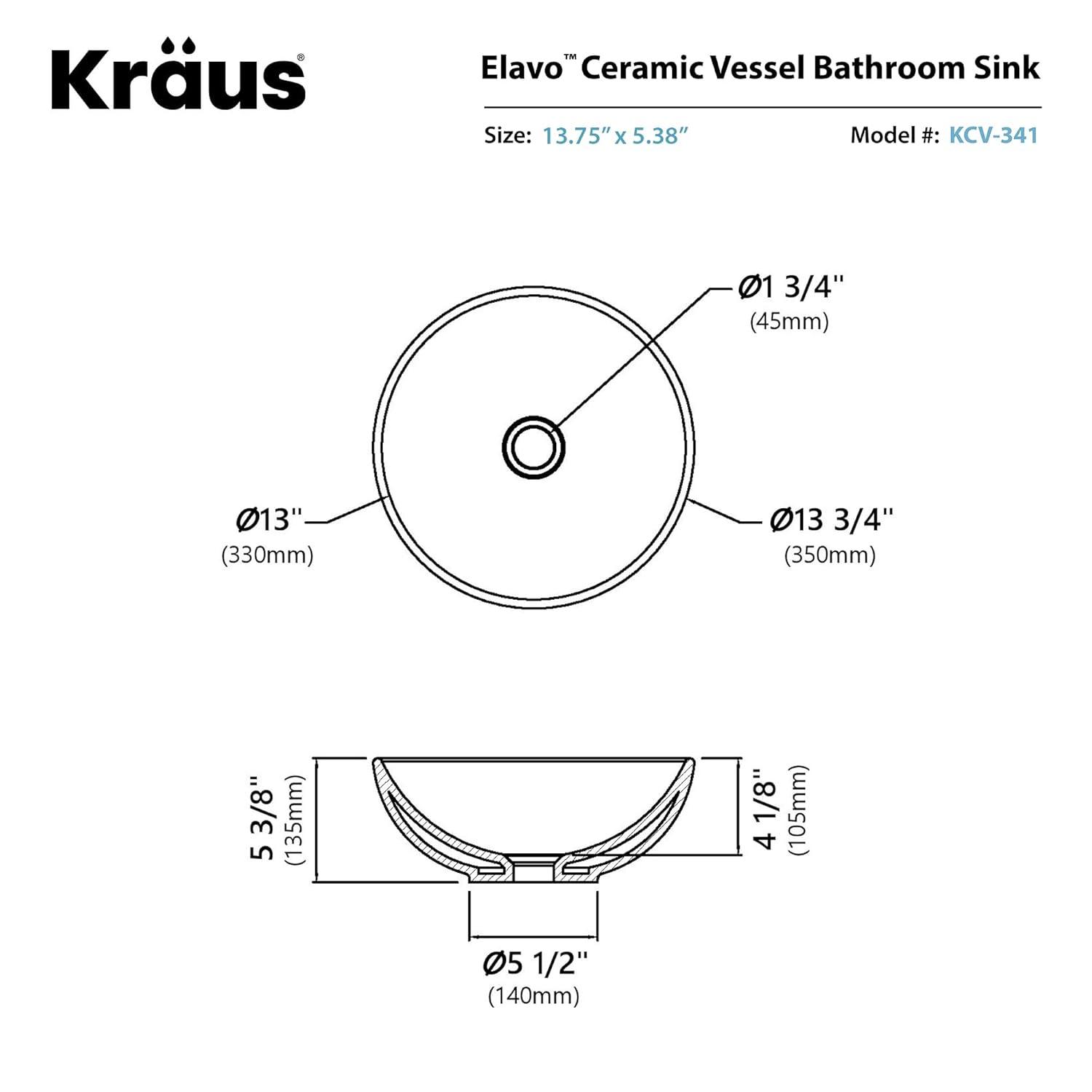Kraus KRAUS Elavo™ Thin Ceramics Vessel Bathroom Sink KCV-341-ORB
