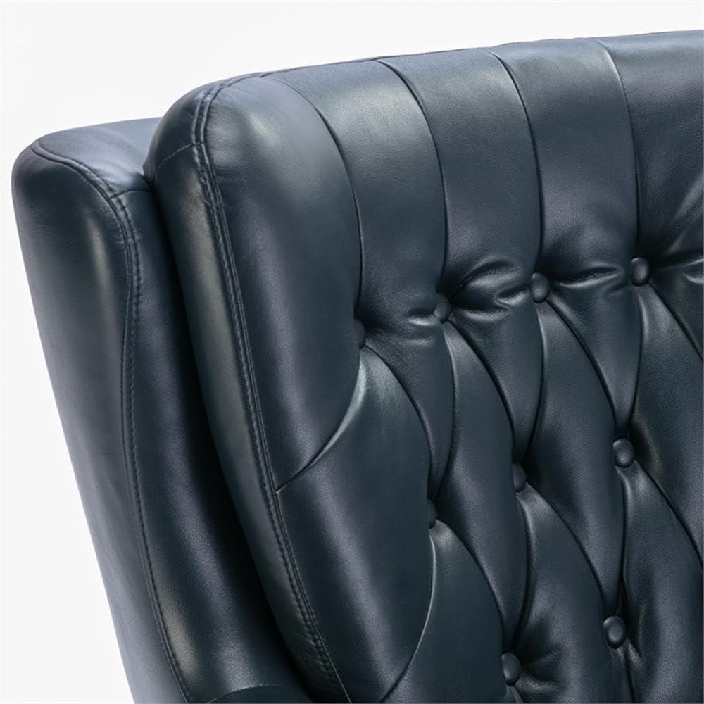 Comfort Pointe Clayton Midnight Blue Tufted Faux Leather Swivel Chair