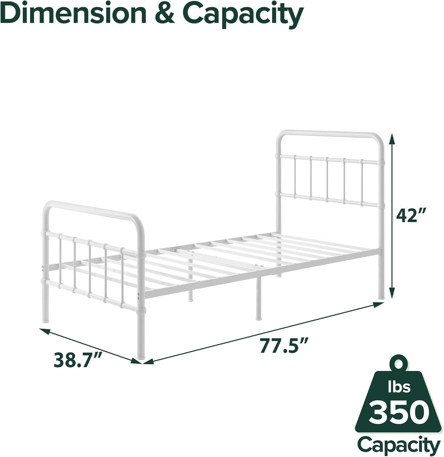 Zinus Florence 42" Modern Farmhouse Metal Platform Bed