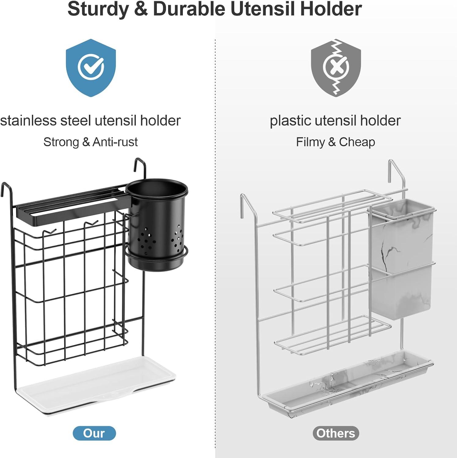 2 Tier Dish Drying Rack for Kitchen Counter，Stainless Steel Large Capacity Dish Rack with Detachable Dish Drainer Organizer，Utensil Holder and Drain Board