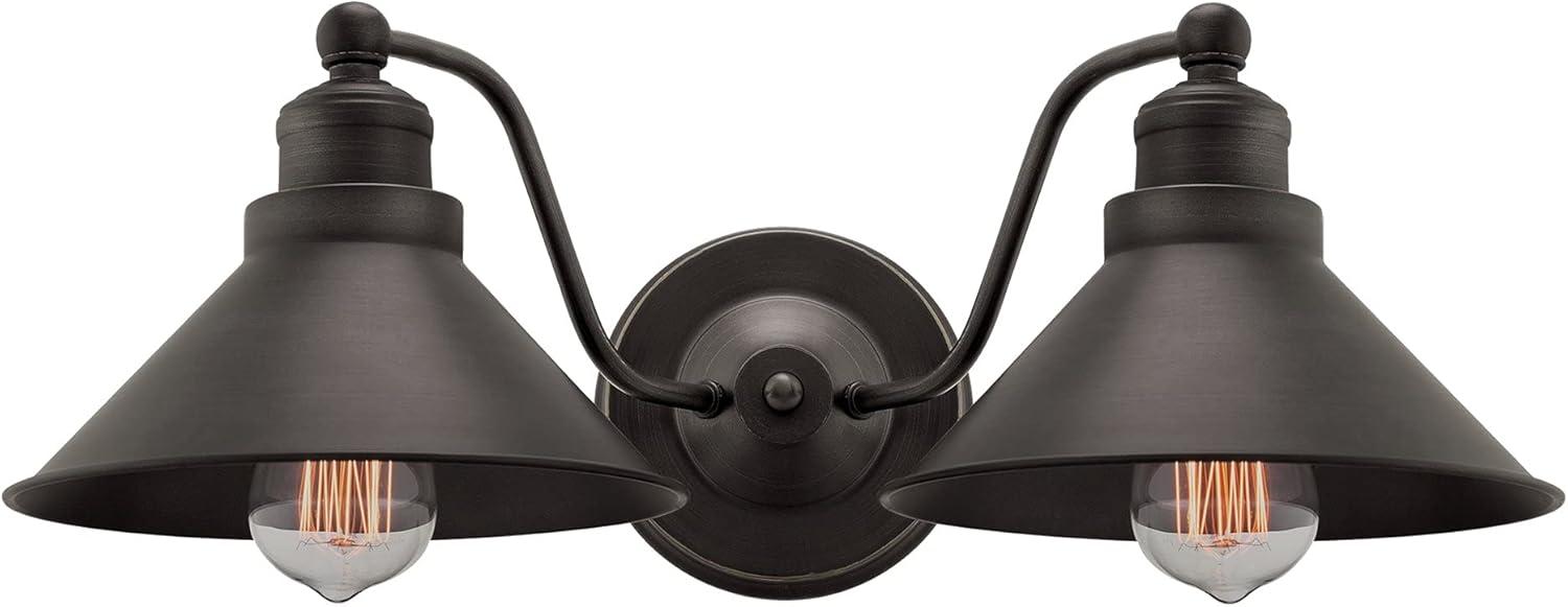 Kira Home Welton 19" 2-Light Farmhouse Bathroom Light, Wall Sconce Barn Light, Gold Trim + Brushed Dark Bronze