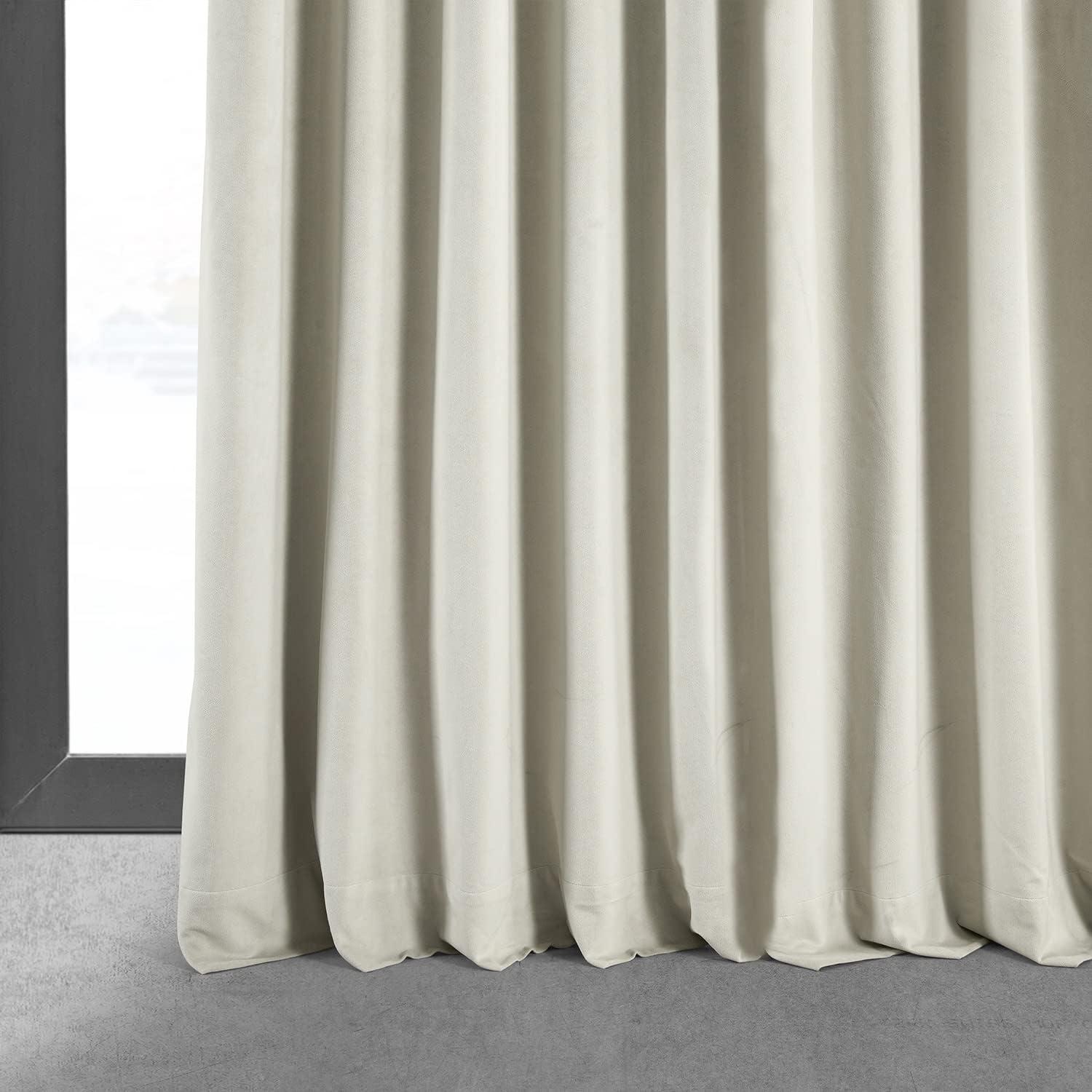 Half Price Drapes Signature Warm Off White Extra Wide Velvet Blackout Curtains (1 Panel),100W X 96L