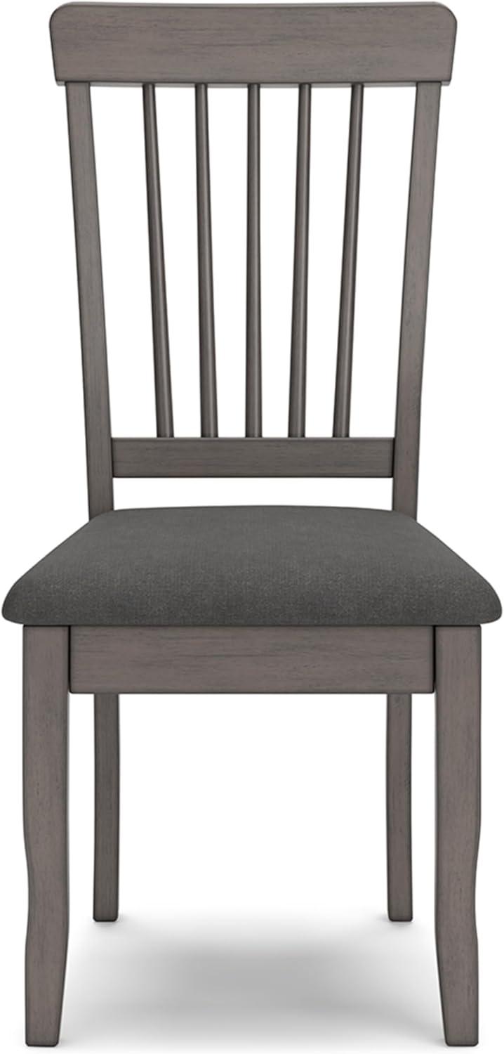 Gray Upholstered Wood Slat Back Side Chair Set