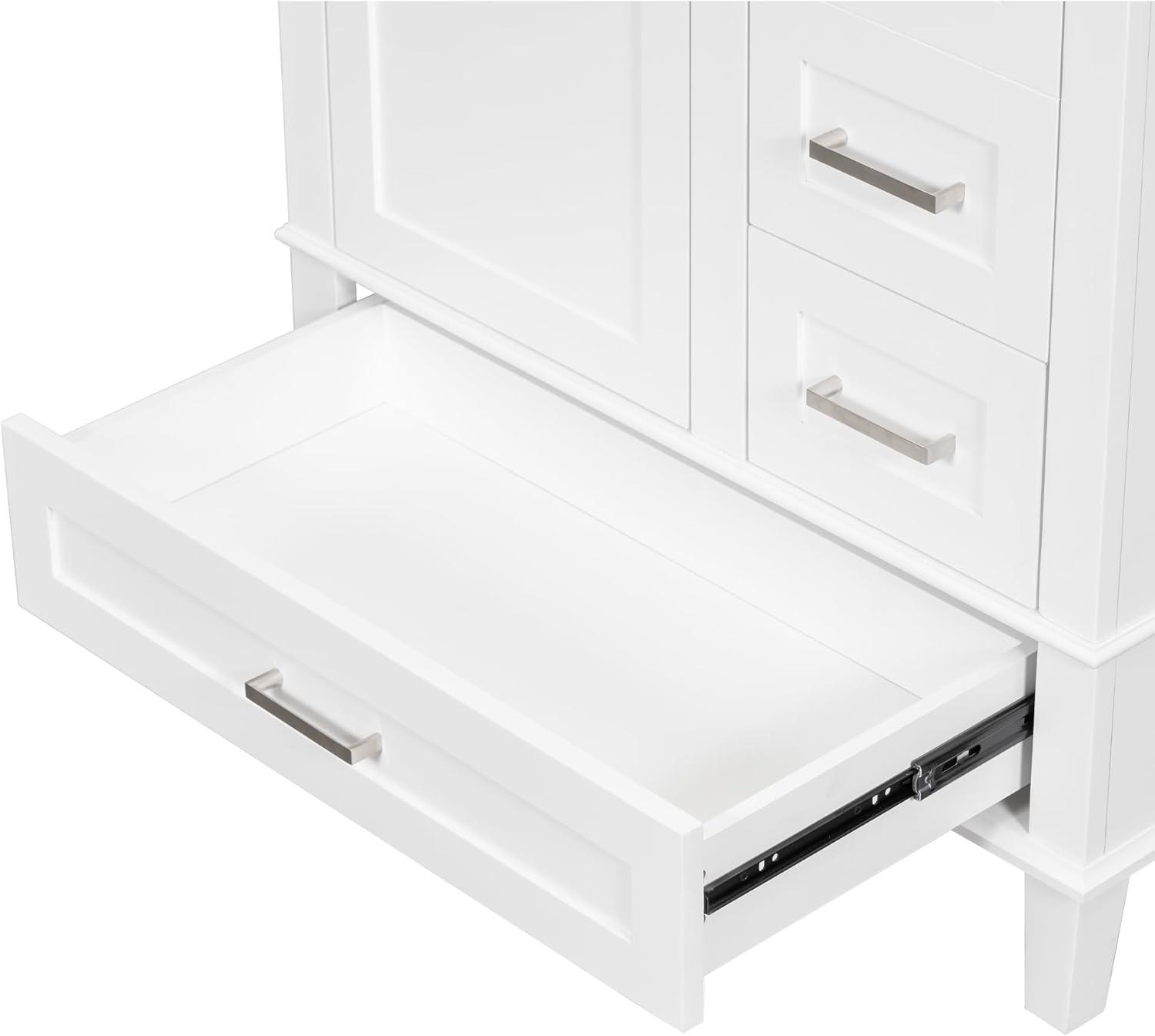 30" Modern Bathroom Vanity with Single Sink Combo Set, Solid Wood Frame Bathroom Storage Cabinet with Soft Closing Door and 3 Drawers, White