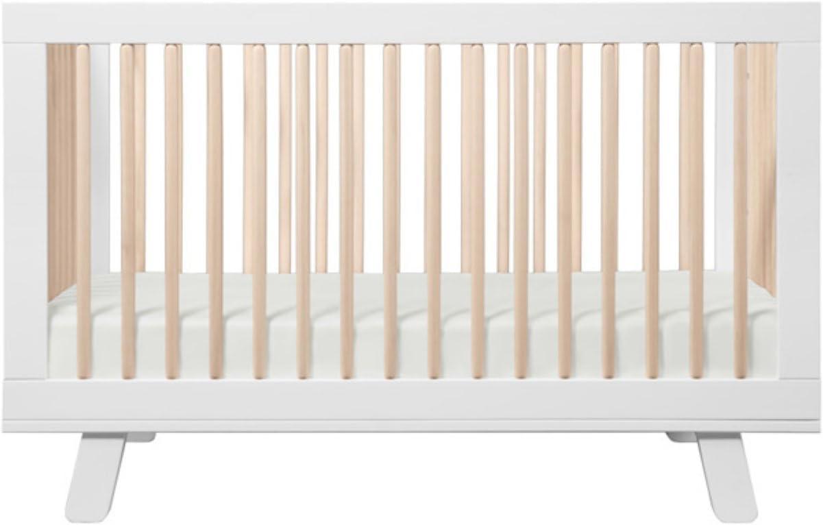 Babyletto Hudson Washed Natural Wood 3-in-1 Convertible Baby Crib with Toddler Bed Conversion Kit