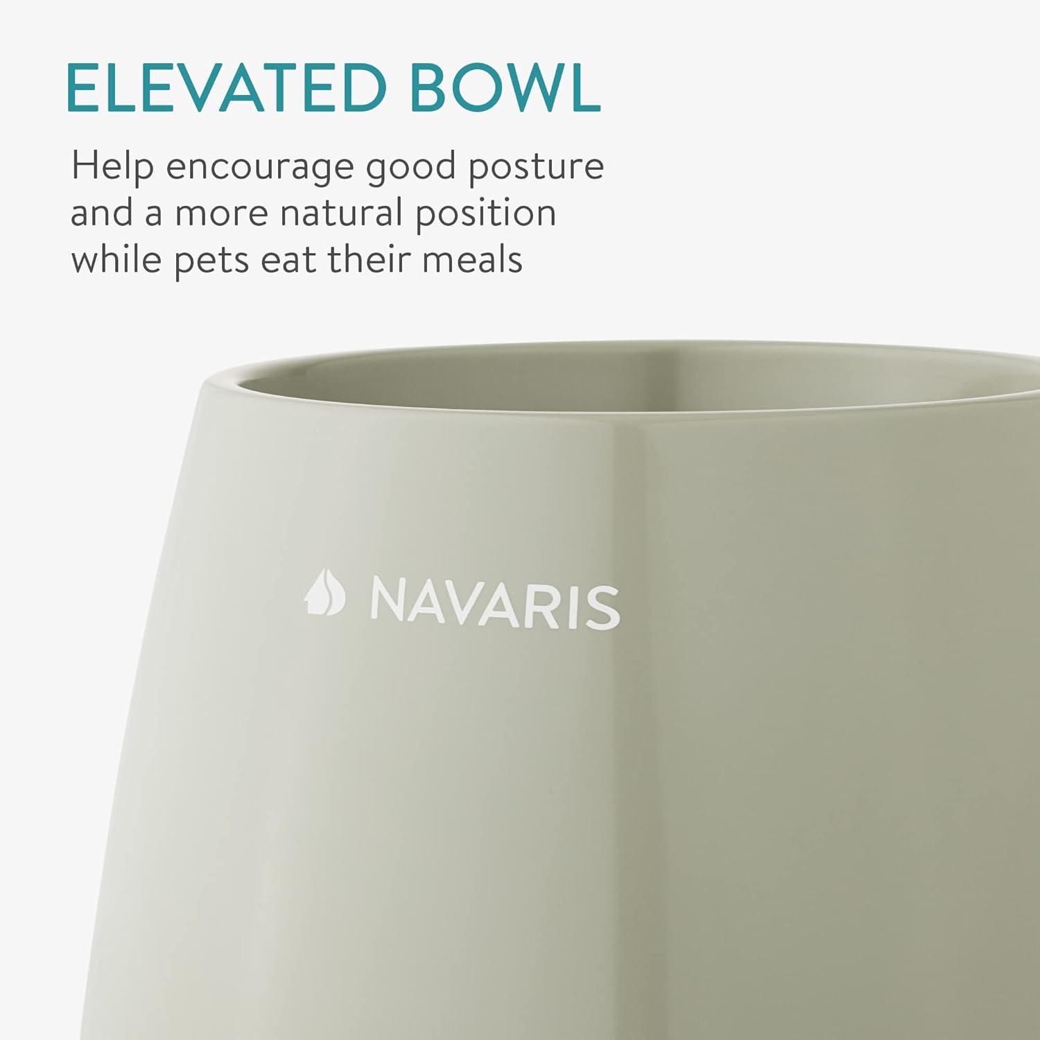 Navaris Elevated Slow Feeder Dog Bowl - Melamine Pet Food Bowl for Dogs and Cats - Raised Cat Feeding Bowl to Slow Down Eating - 7.4" x 7.36" x 4.7"