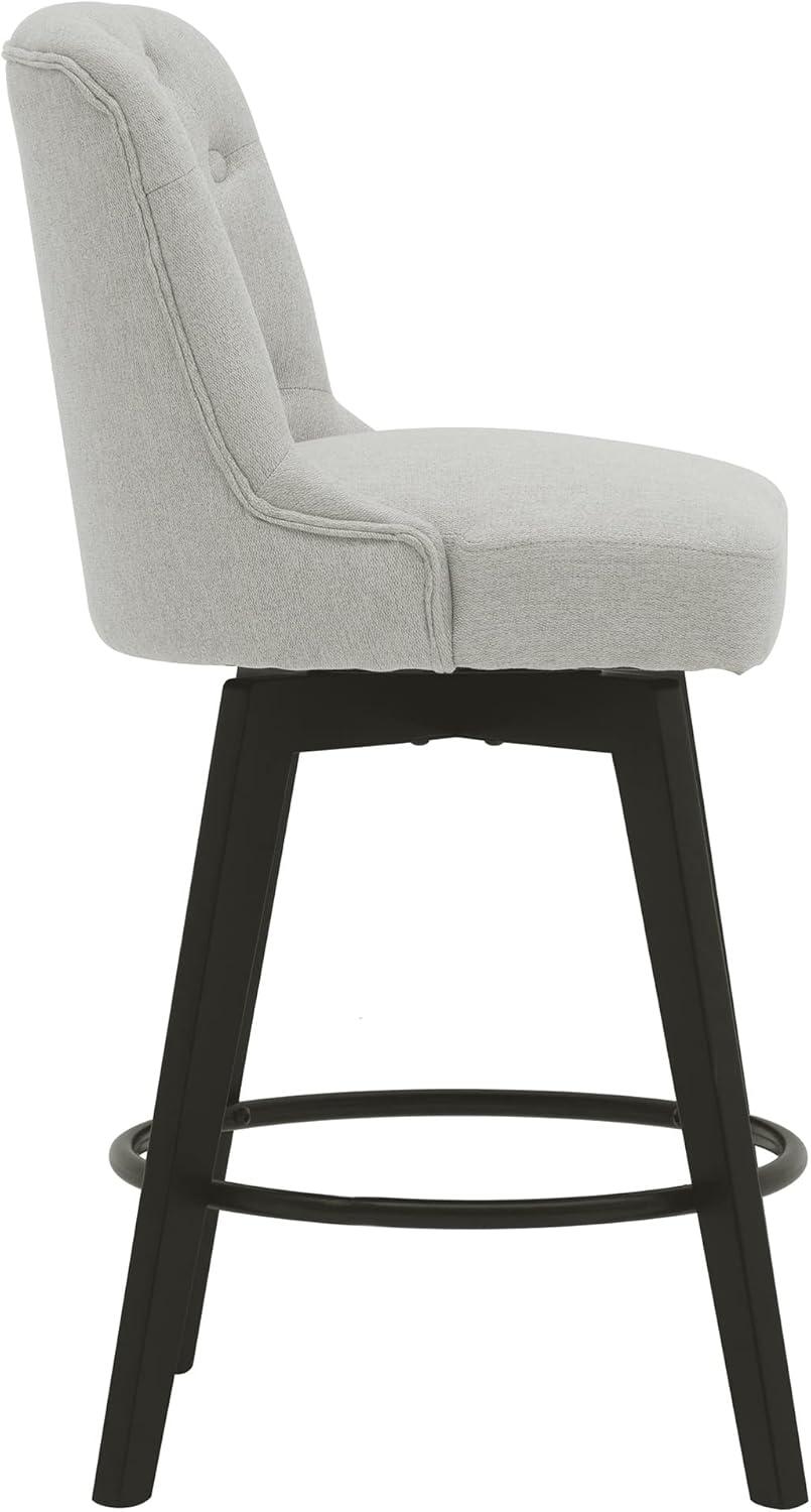 MINCETA Counter Stool,26" 360 Free Swivel Upholstered Bar Stool with Back-Set of 2-Performance Fabric in Beige Gray