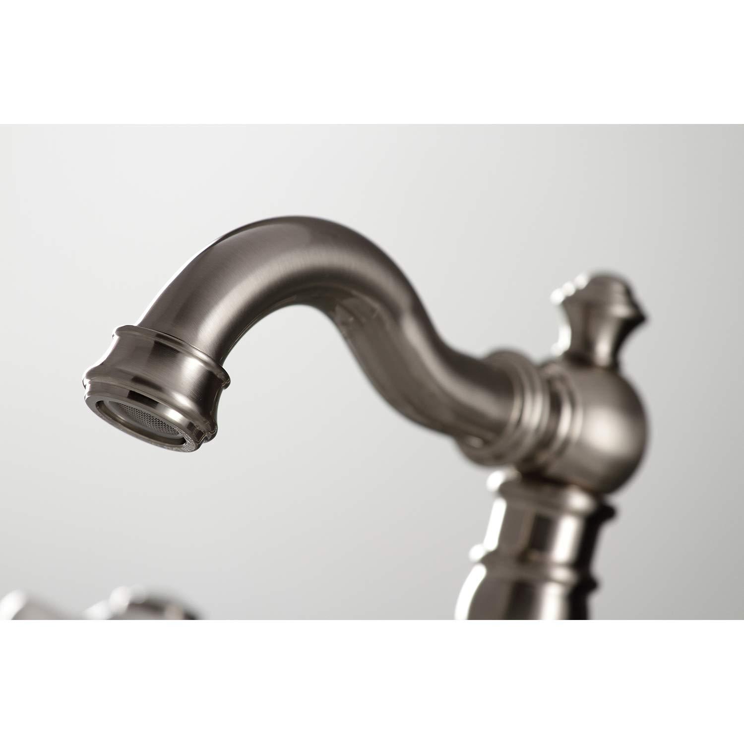 Kingston Brass American Classic Two-Handle 3-Hole Deck Mount Widespread Bathroom Faucet with Pop-Up Drain