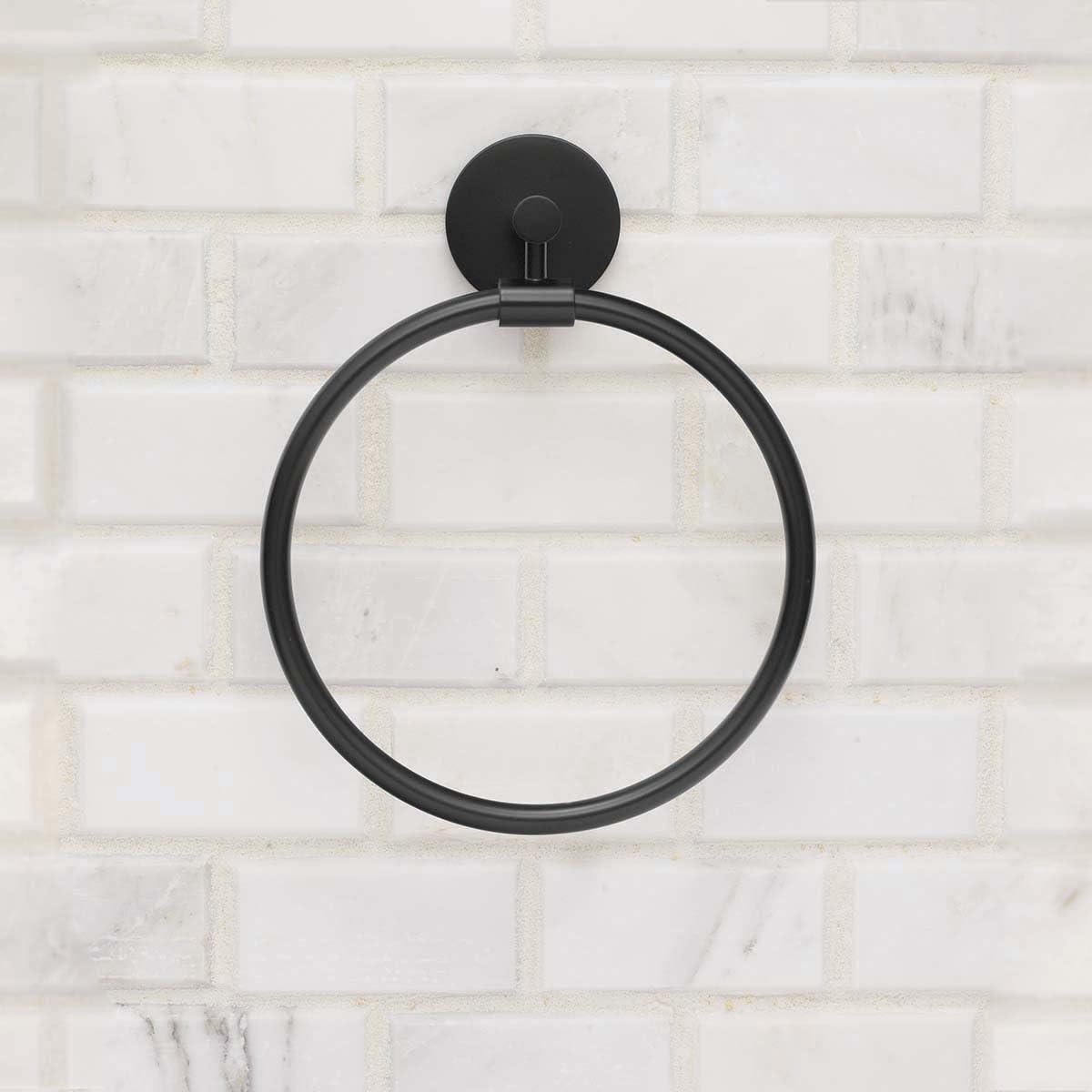 Matte Black Modern Brass Wall Mounted Towel Ring