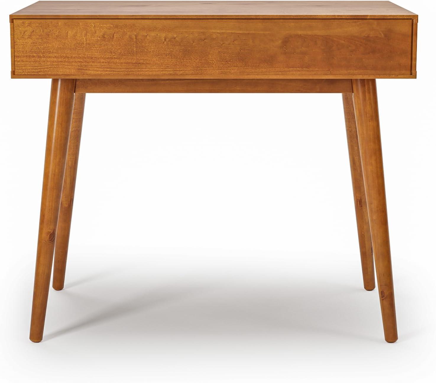Camaflexi Mid Century Modern Desk Solid Wood Writing Table for Small Spaces, Brown