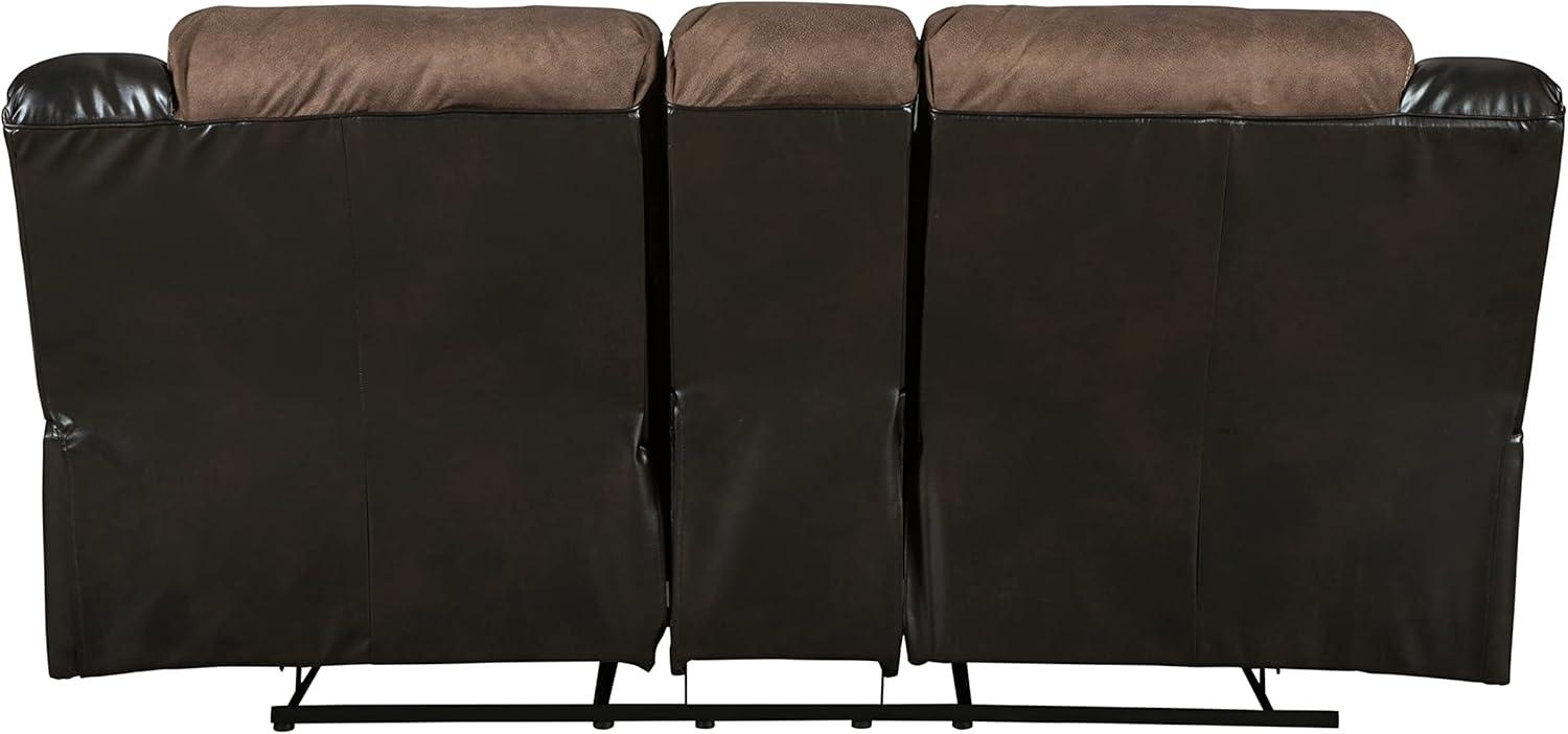 Chestnut Faux Leather Reclining Loveseat with Cup Holder and Pillow Back