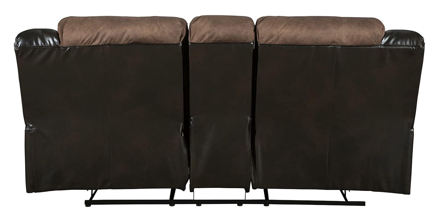 Chestnut Faux Leather Reclining Loveseat with Cup Holder and Pillow Back