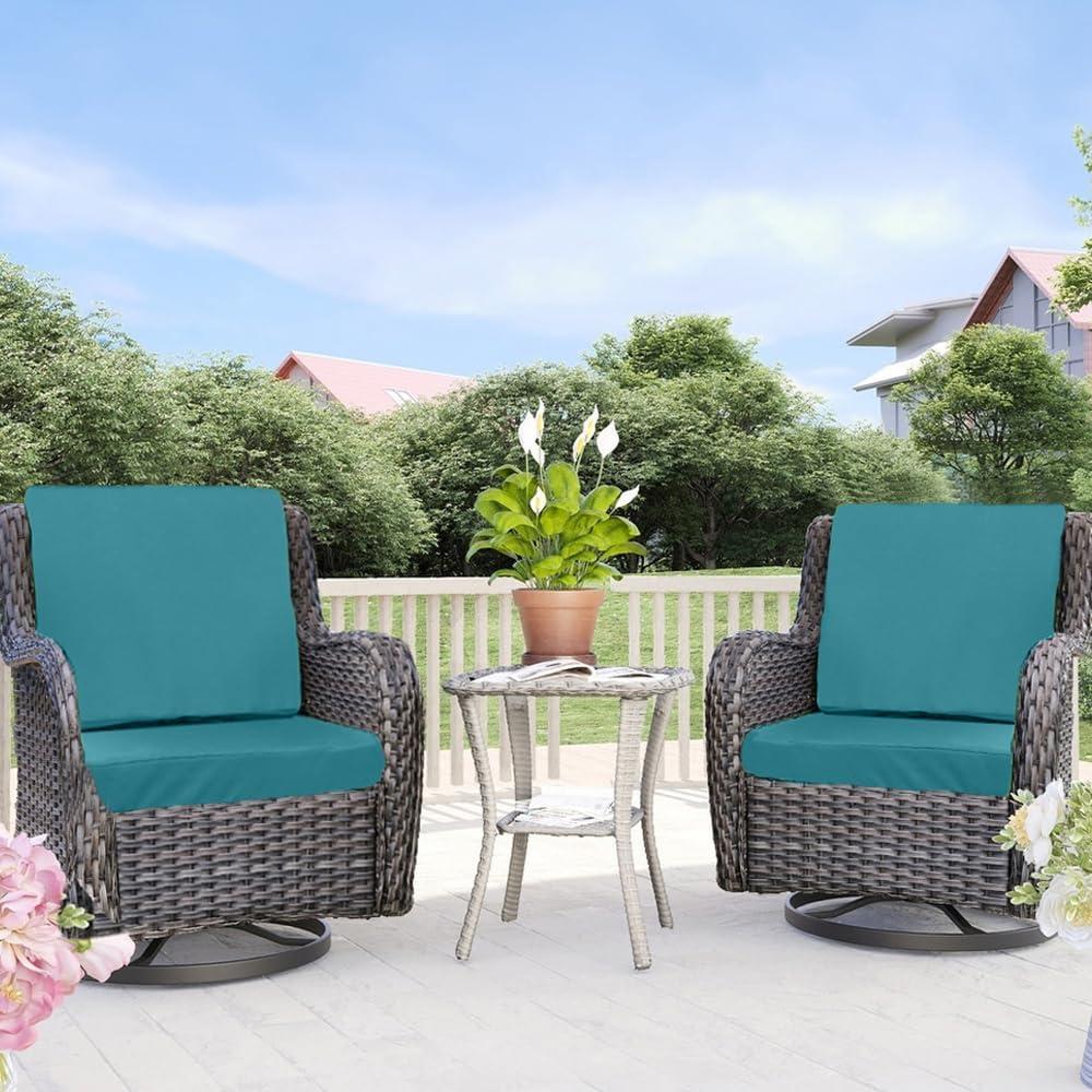 Teal Waterproof Polyester Patio Seat Cushion Covers, 24"×22"×4" (Set of 4)