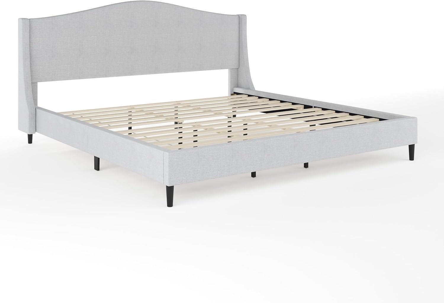 Martha Stewart Amelia Upholstered Platform Bed With Curved Headboard