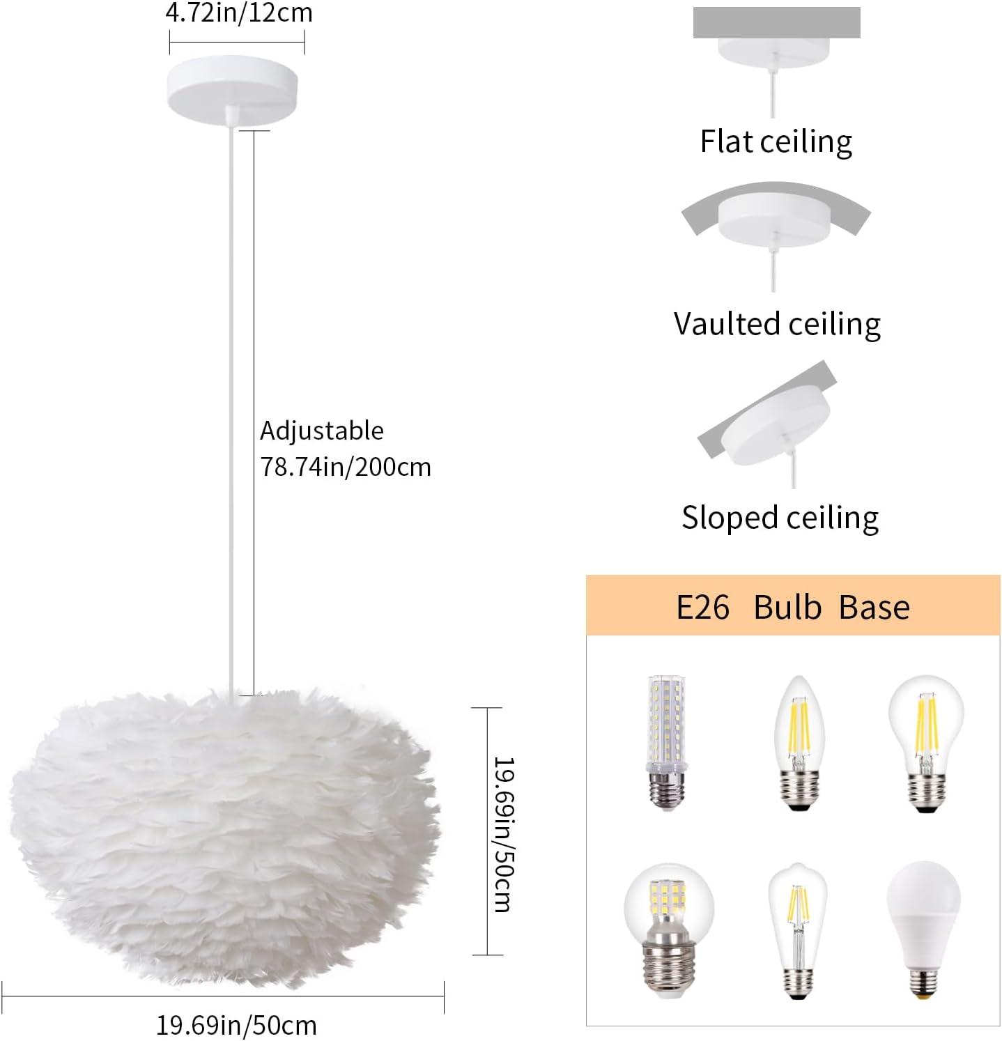 JONATHAN Y Stork 19" Feather Metal Adjustable LED Pendant, White
