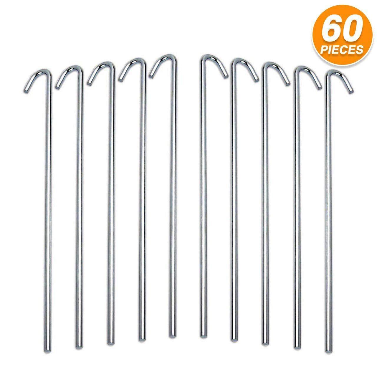 Tent Stakes Heavy Duty Metal, Galvanized Rust-Free Yard Stakes, Garden Edging Fence Hook | Tent Stakes Metal for Outdoor Camping, Tent Pegs