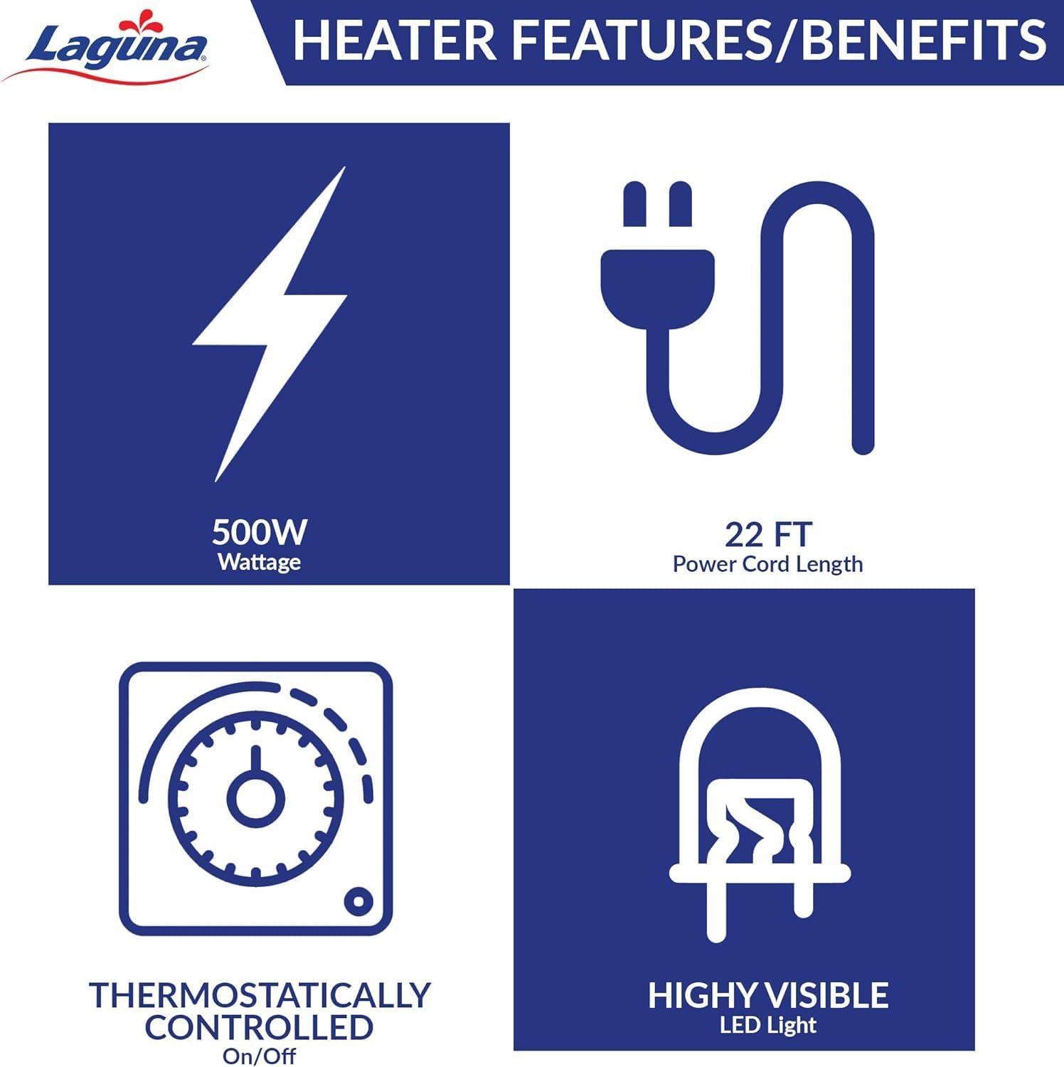 Laguna Stainless Steel 500-Watt Pond De-Icer with Thermostat Control