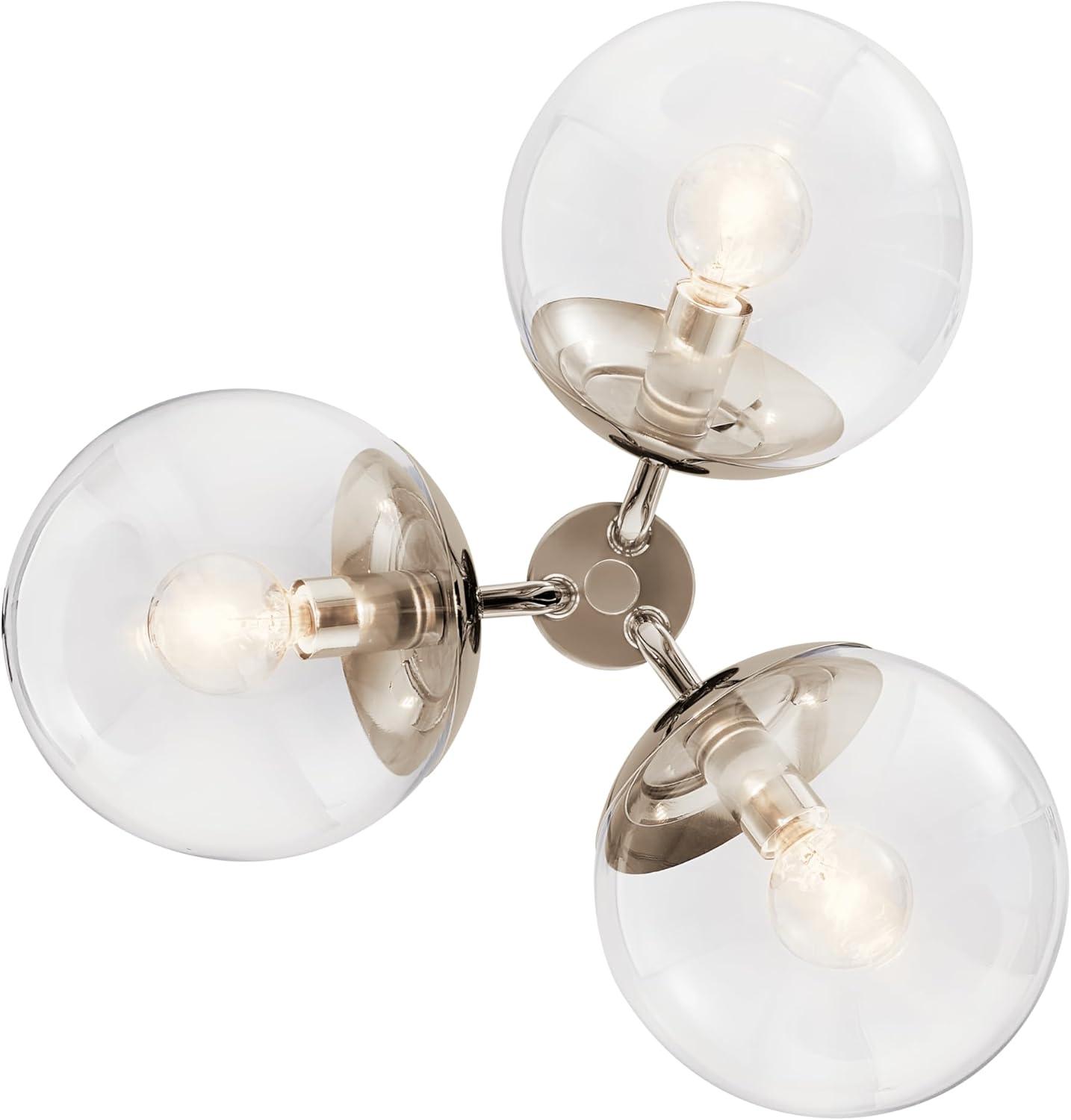 Polished Nickel 3-Light Sputnik Pendant with Clear Glass Shades