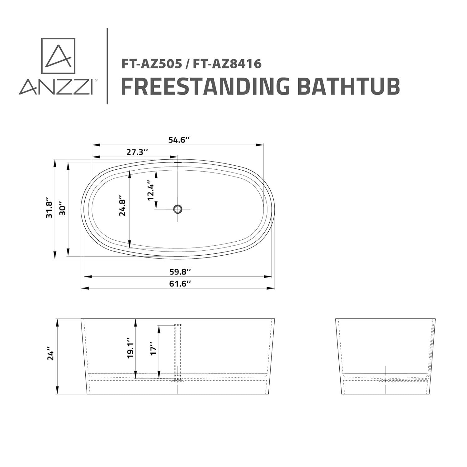Alto 67'' x 30'' Freestanding Soaking Solid Surface Bathtub