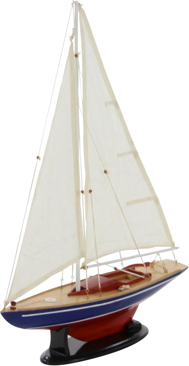 DecMode Coastal Dark Brown Wood Sail Boat Sculpture, 17"W x 26"H