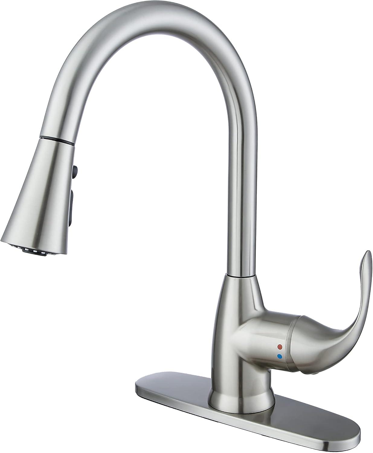 Brushed Nickel Single Handle Kitchen Faucet with Pull-out Spray